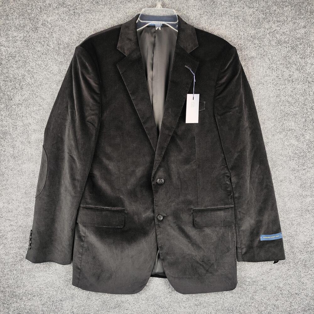 Stafford Sport Coat Mens 42 Regular Black Corduroy Classic Fit Stretch Blazer